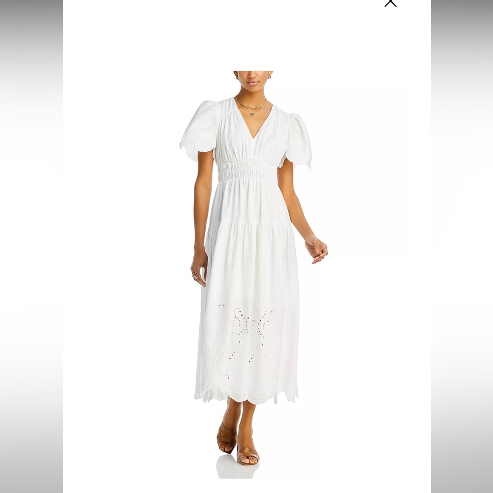 Moon River white eyelet midi dress